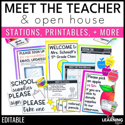 Meet the teacher open house back to school night stations templates | editable