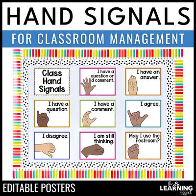 Hand signals editable posters | classroom and behavior management signs