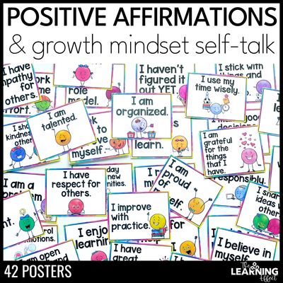 Positive affirmations posters | growth mindset & self talk bulletin board