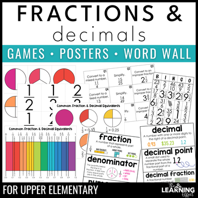 Fractions and decimals | math activities, games, posters, & word wall