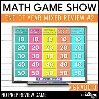 3rd grade math spiral review #2 game show | end of year test prep activity