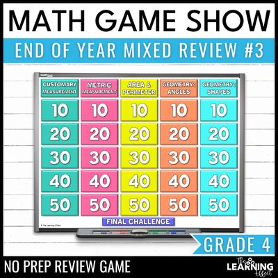 4th grade math spiral review #3 game show | end of year test prep activity