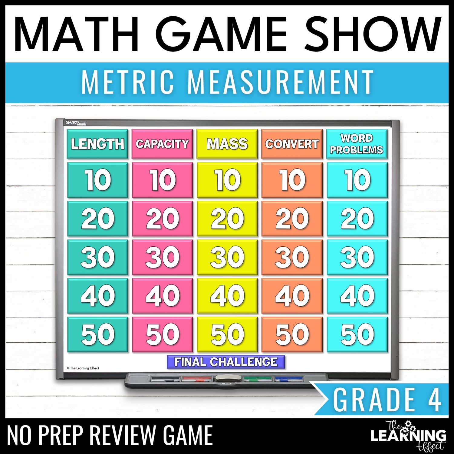 Metric system measurement game show | 4th grade math review test prep activity