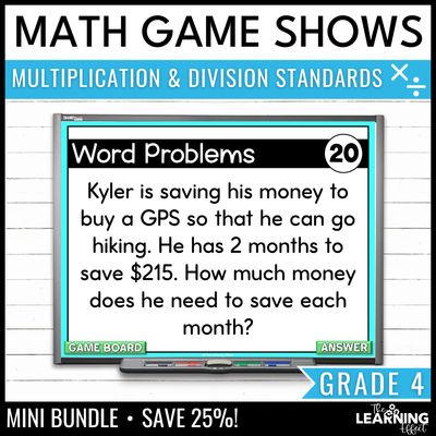 4th grade math multiplication & division game shows | test prep review activity