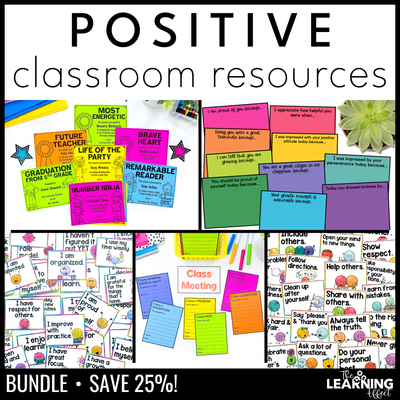Positive classroom bundle | affirmations posters student awards notes rules