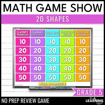 2d shapes geometry game show | 5th grade math test prep activity
