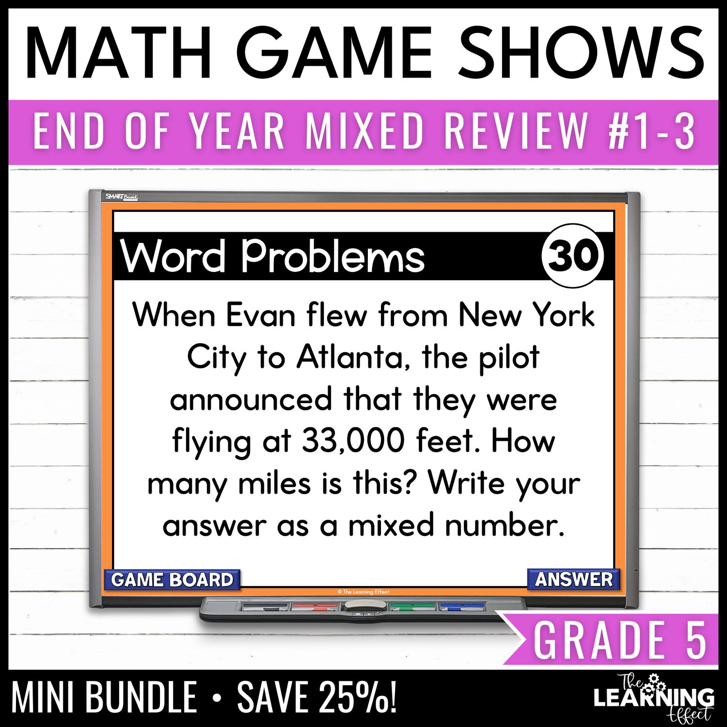 5th grade math spiral review #1-3 game shows | end of year test prep activities
