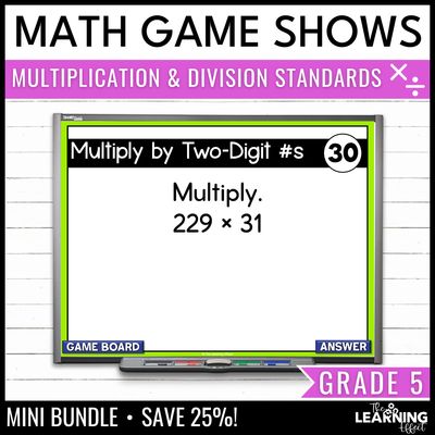 5th grade math multiplication & division game shows | test prep review activity