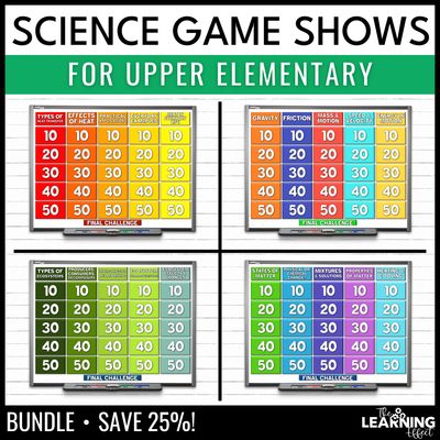 Science game show test prep bundle | upper elementary review activities