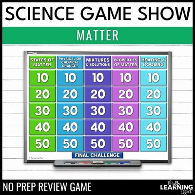 Matter game show | science review test prep activity