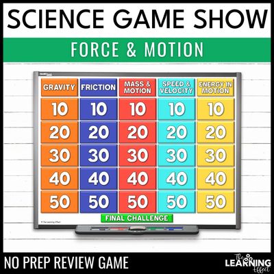 Force and motion game show | science review test prep activity