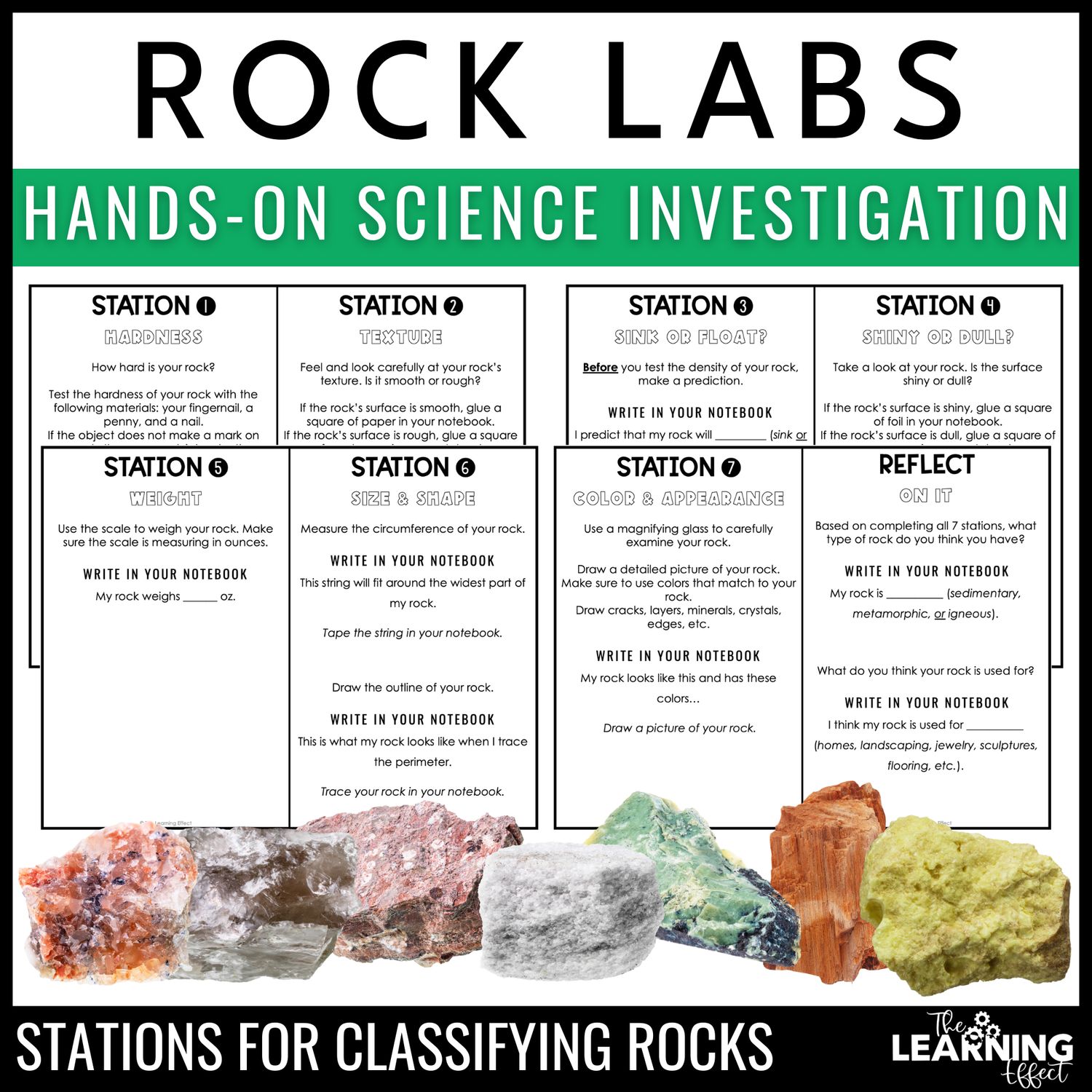 Rocks and minerals activities hands-on science investigation lab