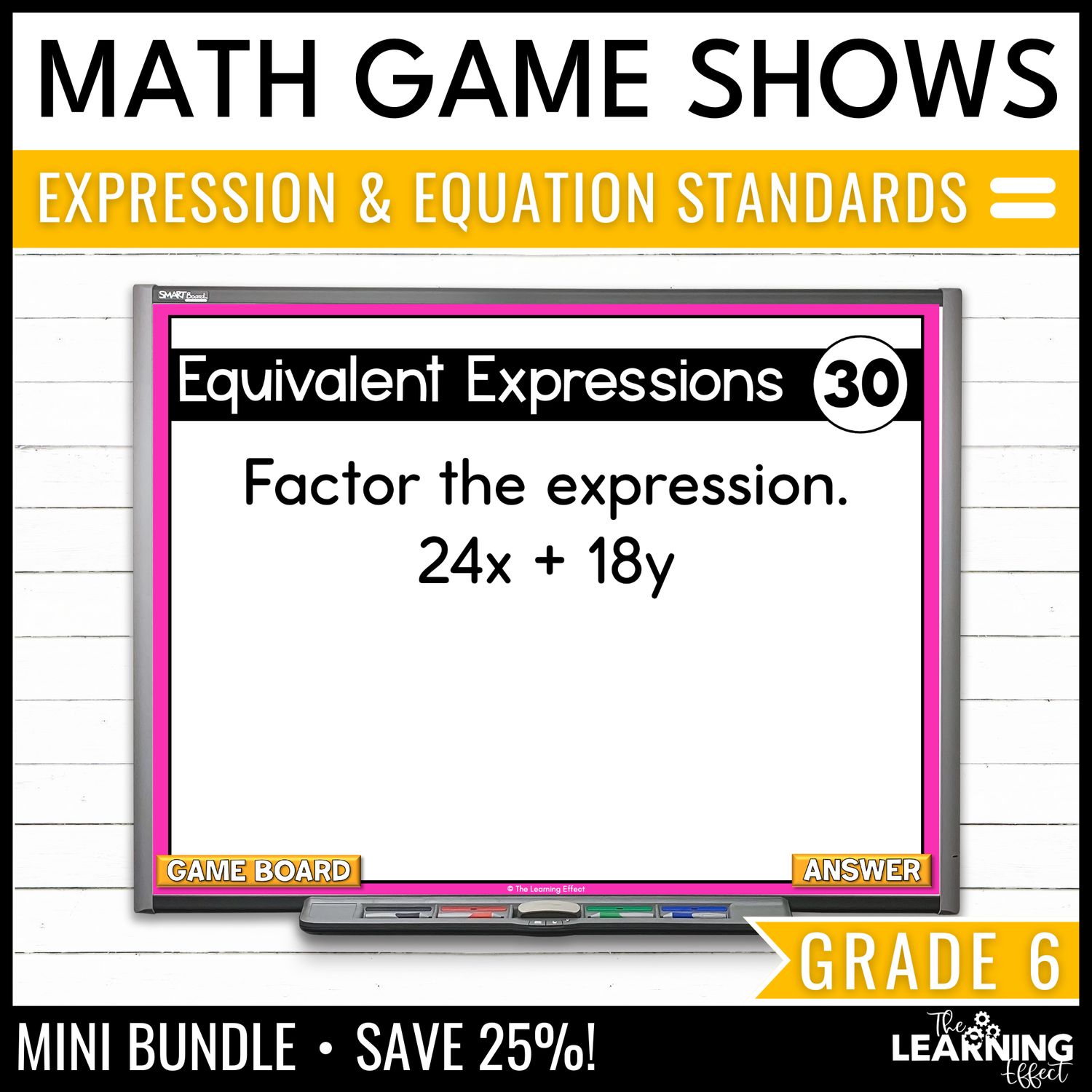 6th grade math expression and equation game shows | test prep review activities
