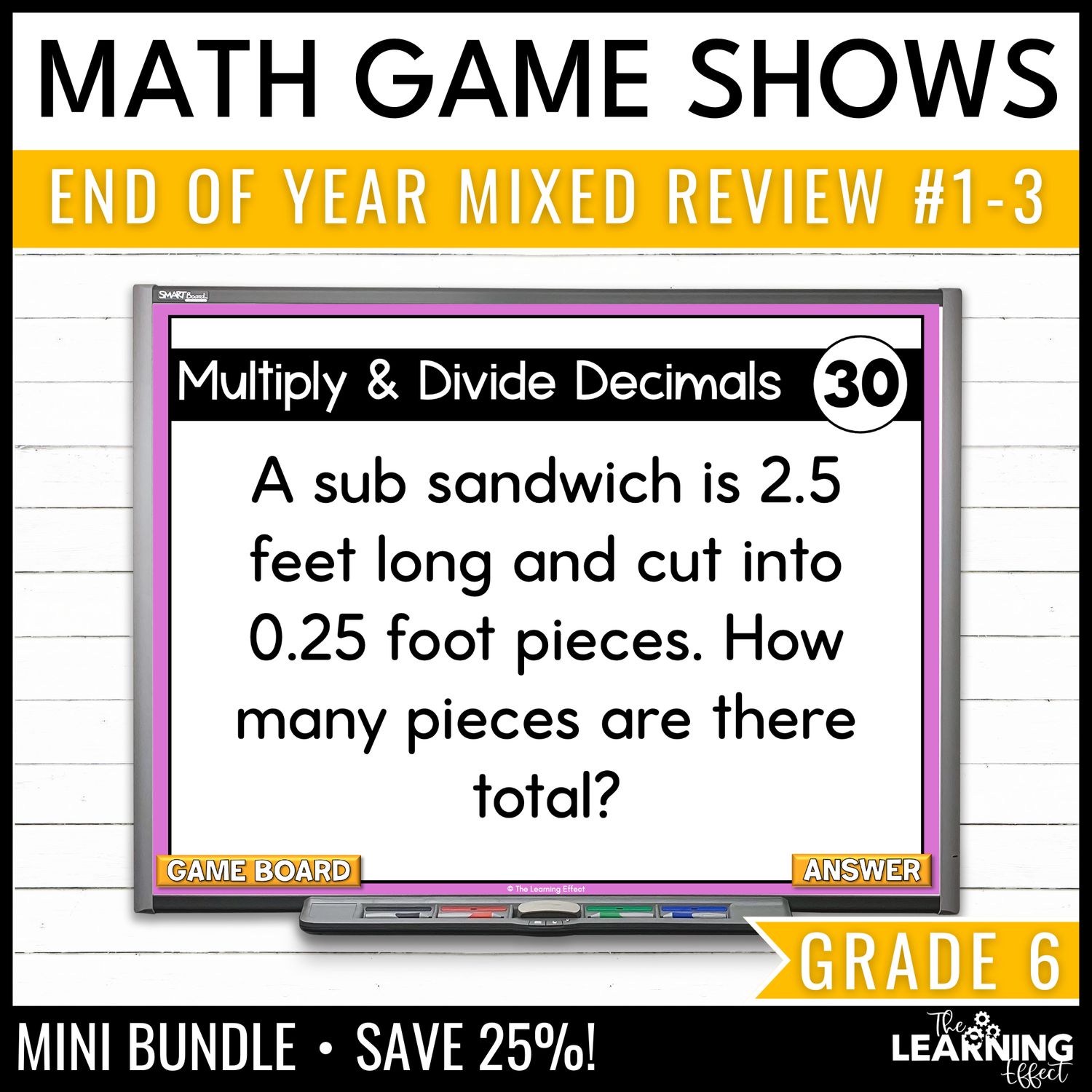 6th grade math spiral review #1-3 game shows | end of year test prep activities