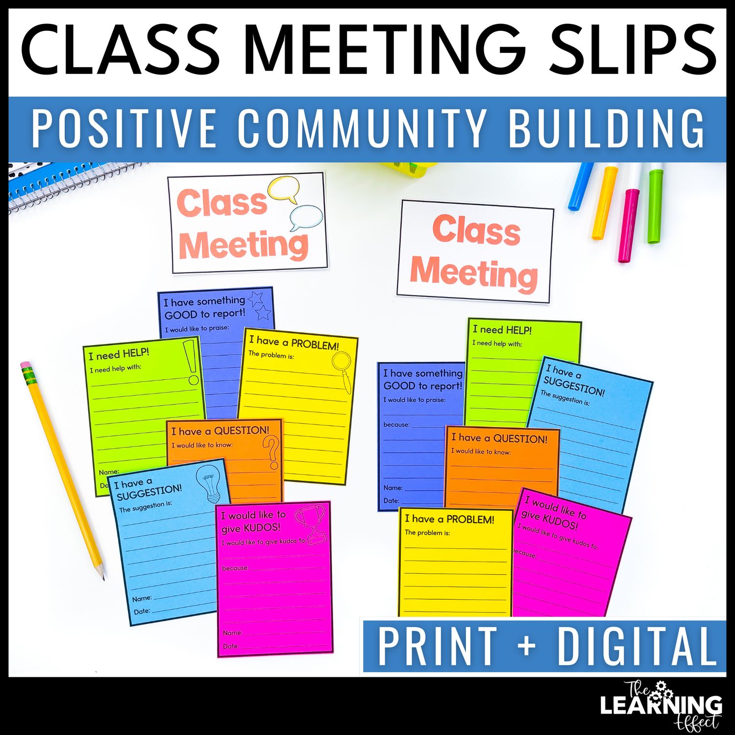 Class meeting slips for behavior and classroom management | community building