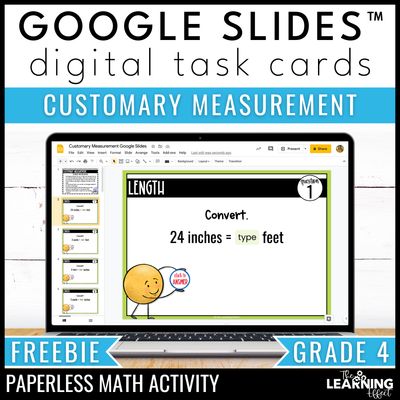Customary measurement google slides | 4th grade digital task cards activity free