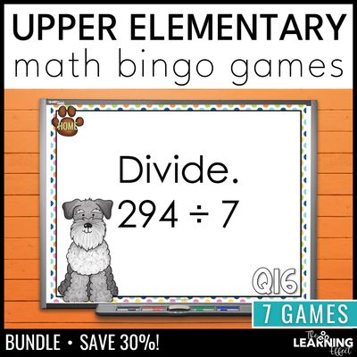 Upper elementary math bingo game bundle | test prep review activities