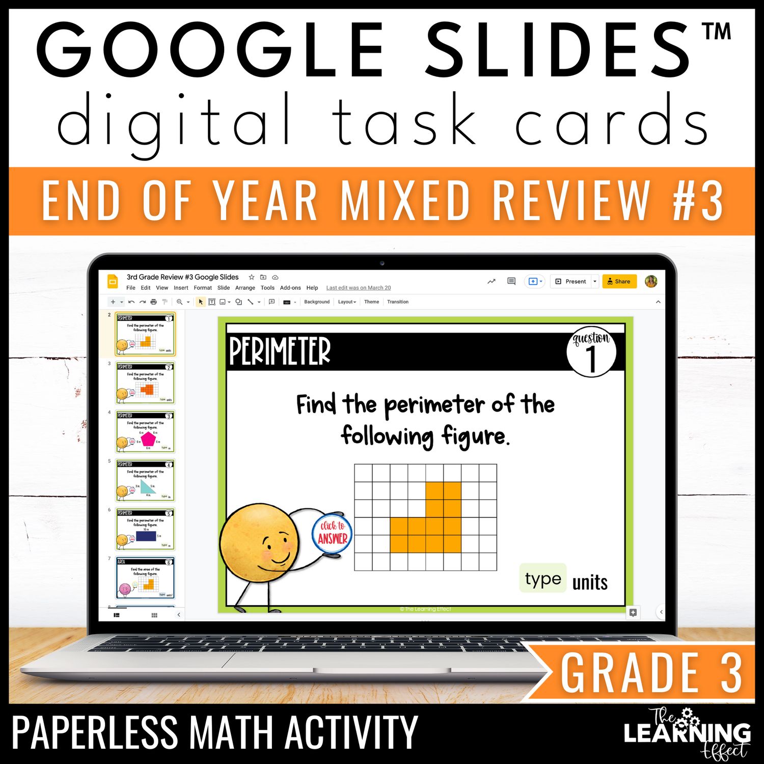3rd grade math spiral review #3 google slides | digital test prep activity