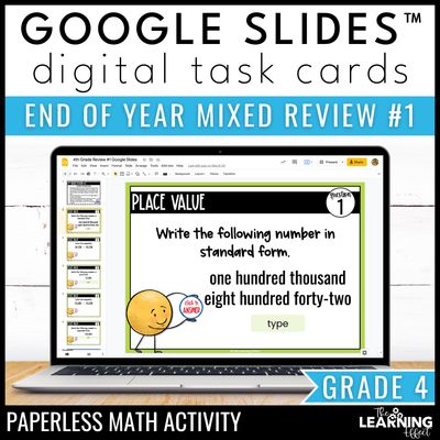 4th grade math spiral review #1 google slides | digital test prep activity