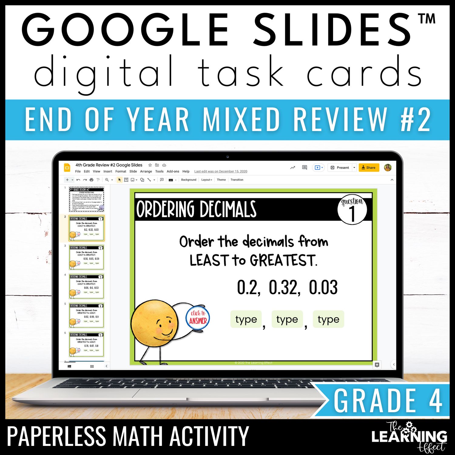 4th grade math spiral review #2 google slides | digital test prep activity