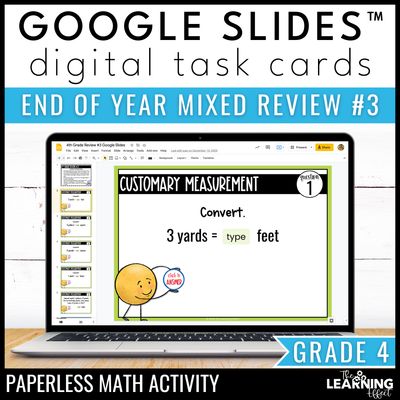 4th grade math spiral review #3 google slides | digital test prep activity