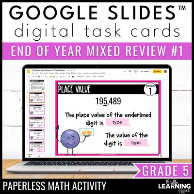 5th grade math spiral review #1 google slides | digital test prep activity