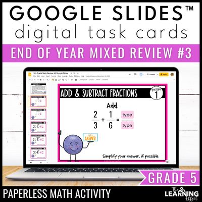 5th grade math spiral review #3 google slides | digital test prep activity