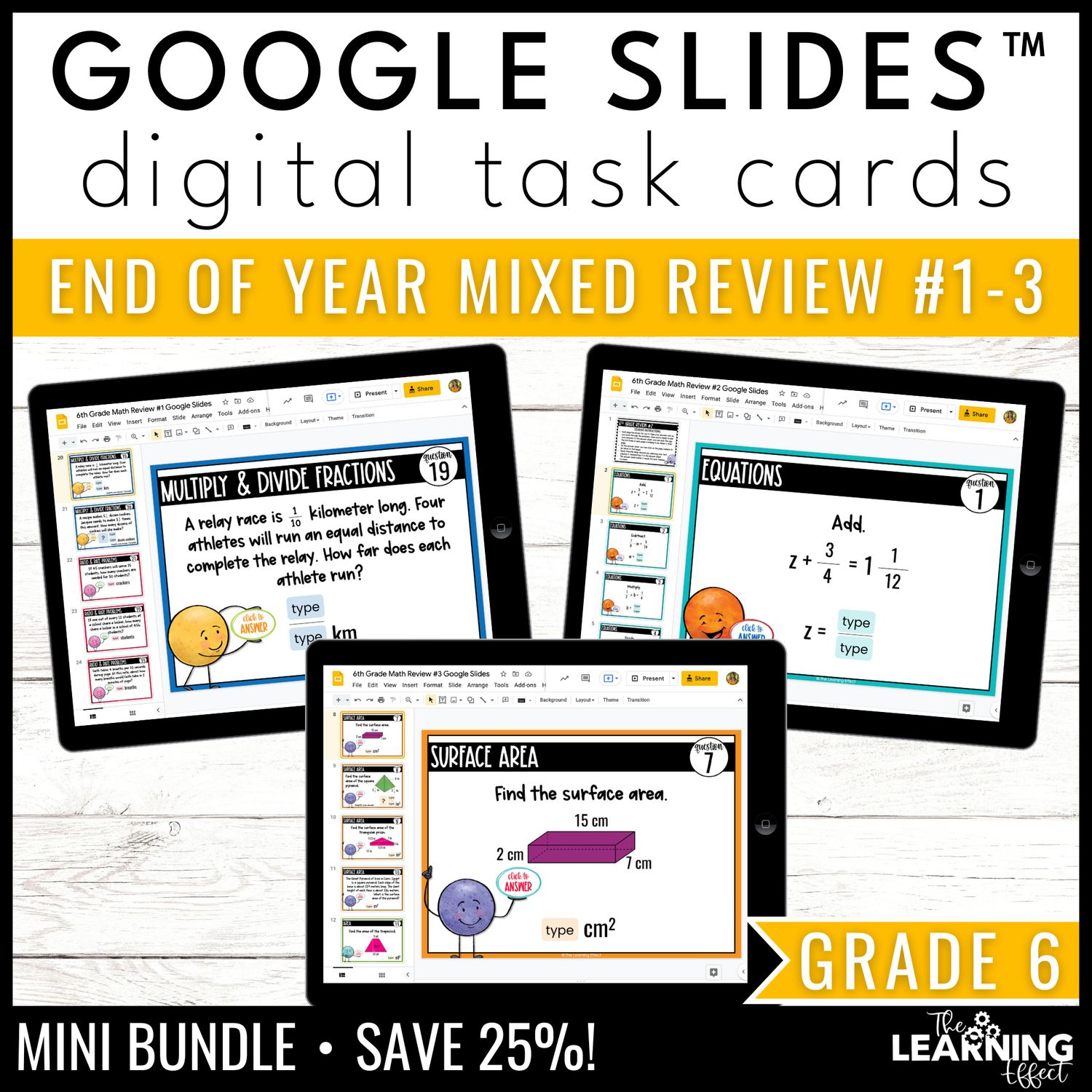6th grade math spiral review #1-3 google slides bundle | digital activities