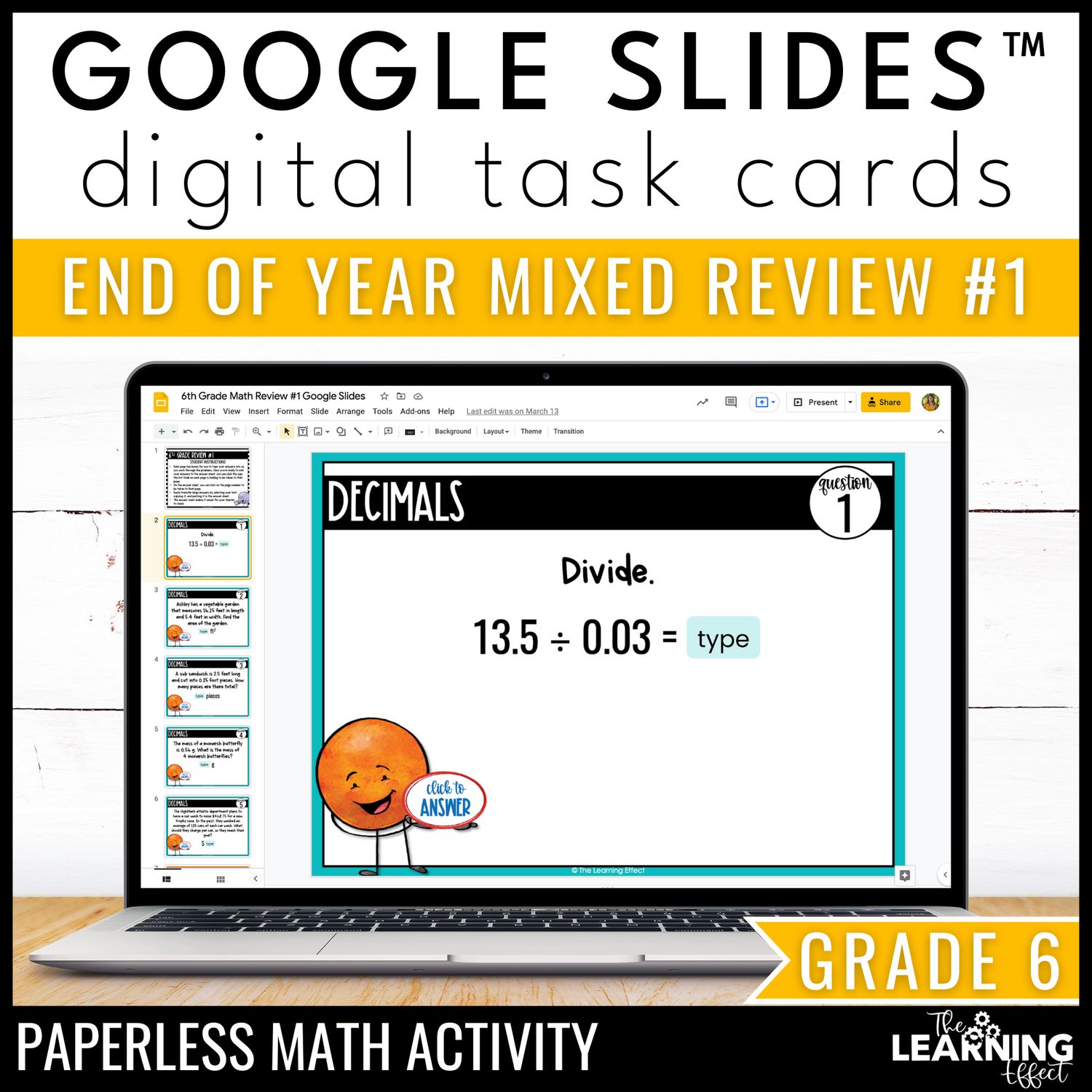 6th grade math spiral review #1 google slides | digital test prep activity