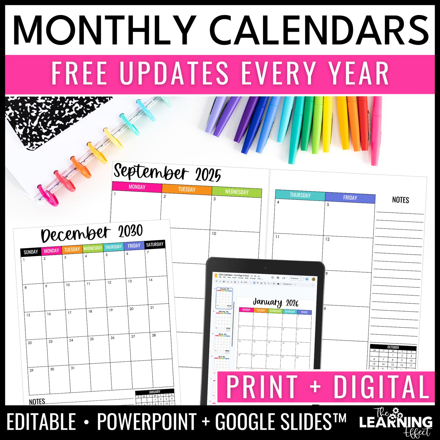 Editable monthly calendar templates 2025 - 2030 | printable & digital