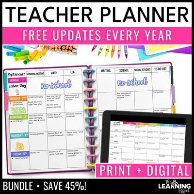 Editable teacher lesson planner binder 2025 printable and digital bundle