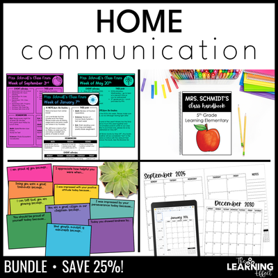Parent & home communication bundle | newsletter handbook positive notes calendar