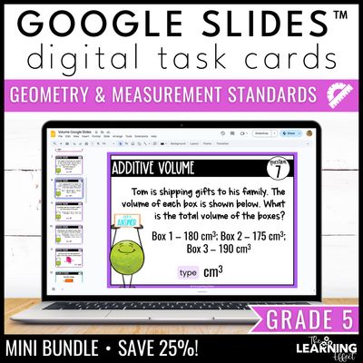 5th grade math geometry & measurement google slides digital task card activities