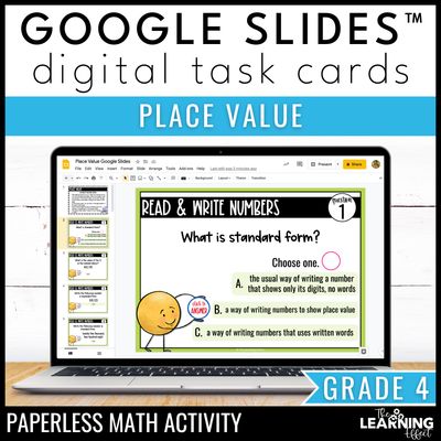 Place value google slides | 4th grade math digital task cards review activity