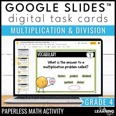Multiplication & division google slides | 4th grade digital task cards activity