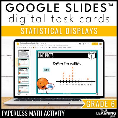 Statistical displays google slides | 6th grade math digital task cards activity