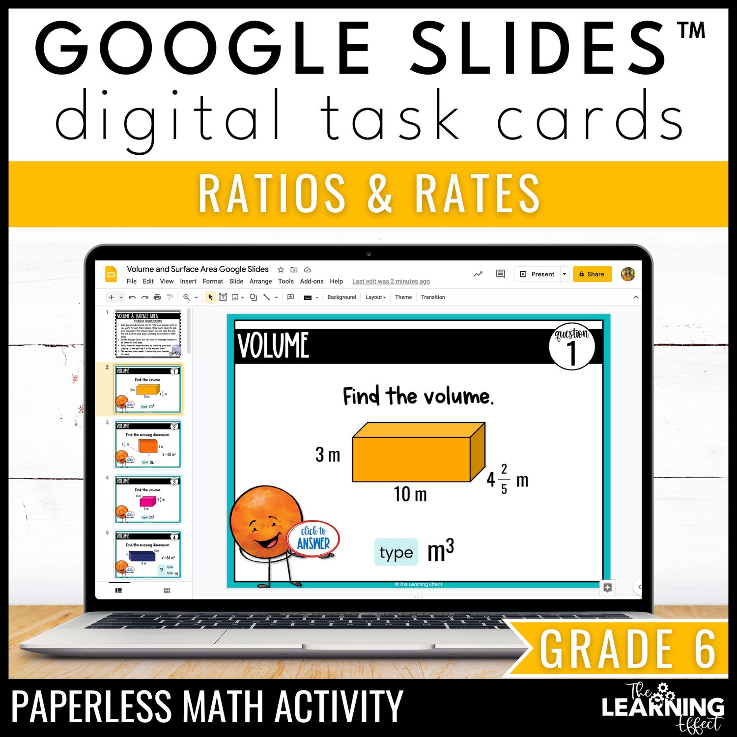 Ratios and rates google slides | 6th grade math digital task cards activity