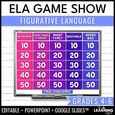 Figurative language game show | ela review test prep activity