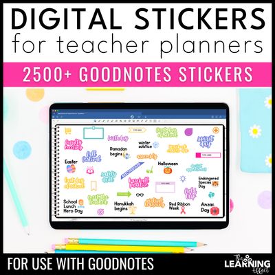 Digital teacher planner stickers for goodnotes