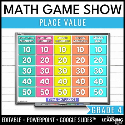 Place value game show | 4th grade math review test prep activity
