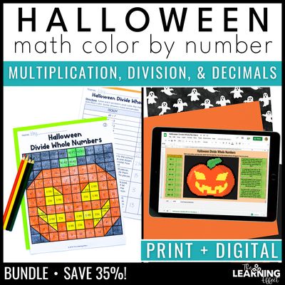 Halloween Math Activities Mystery Picture & Pixel Art Bundle | Color By Number Halloween math activities mystery picture & pixel art bundle | color by number