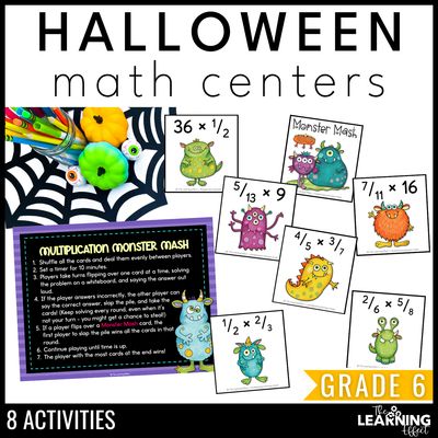 Halloween Math Centers Activities Games 6Th Grade | Decimals Fractions Halloween math centers activities games 6th grade | decimals fractions