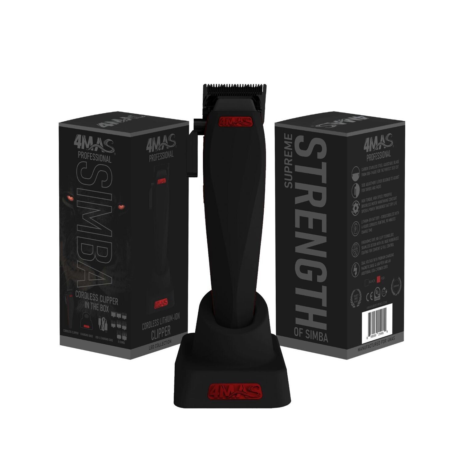 4MAS Simba Cordless Clipper 2.0 (Black & Red)