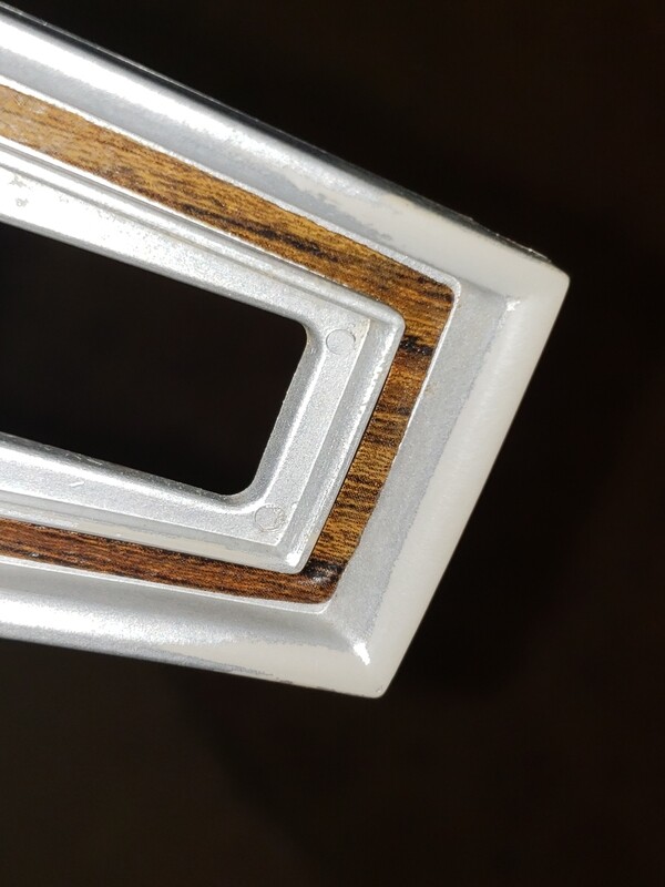 1970-71 Torino Ranchero original horn blow switch trim plate- delux wood grain