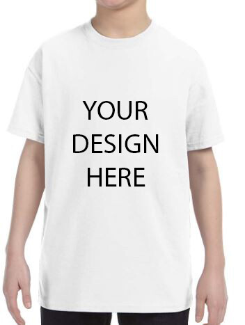 Gildan Youth White Heavy Cotton 5.3oz Tshirt with your Custom Design