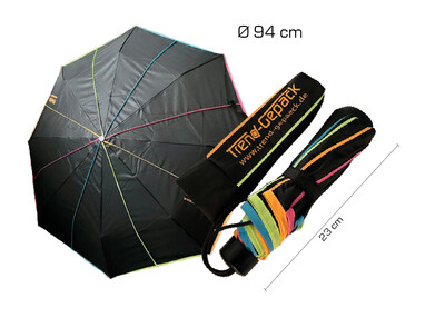 Super-Mini-Regenschirm 23 cm, schwarz/neon , ø 94 cm