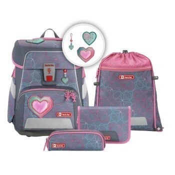 Step by Step, Space Schulranzen-Set, 5 teilig, + GRATIS Warnweste / Warnkragen, Glitter Heart Hazle