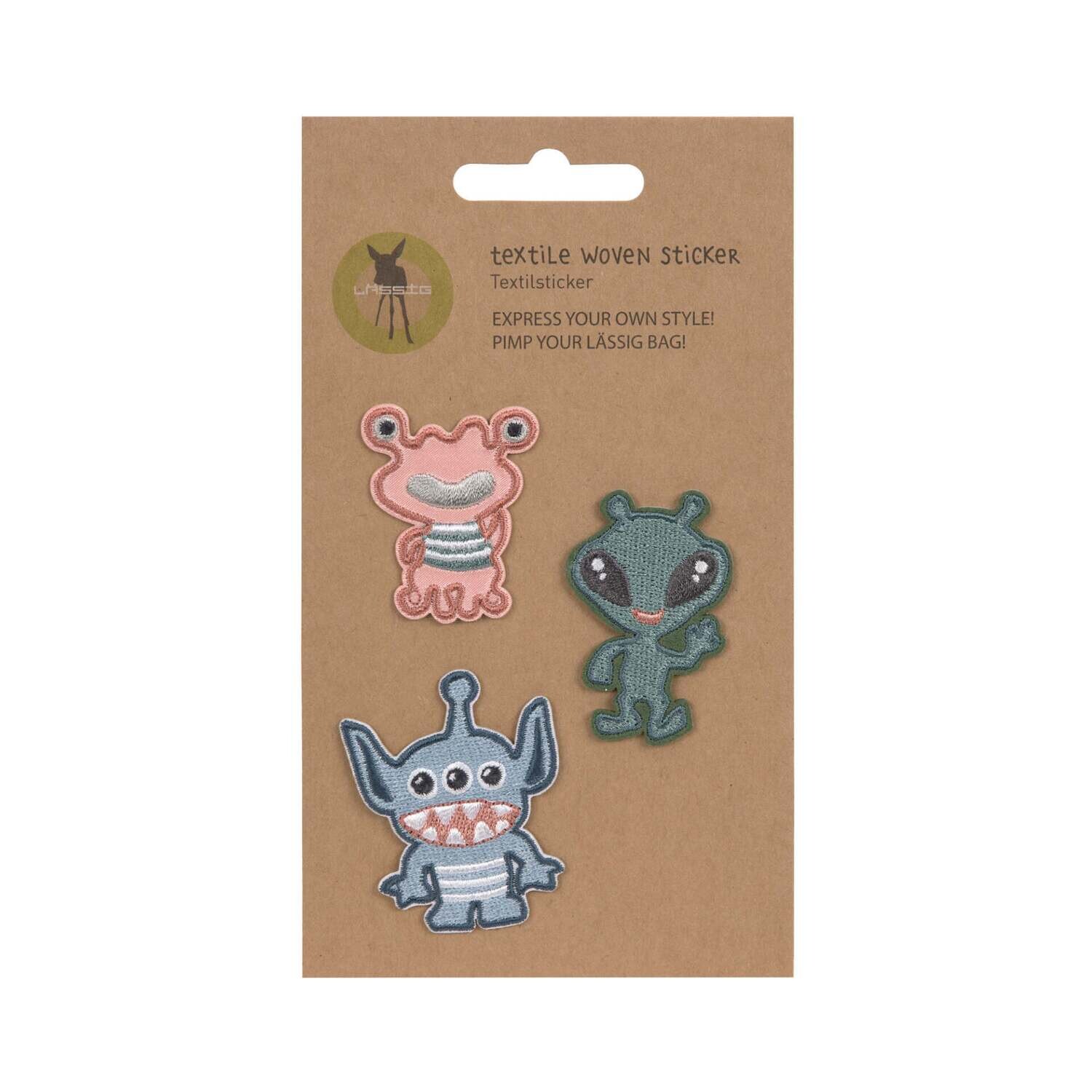Lässig, Textil-Sticker (3 Stk) - Schul Set Unique, Monster