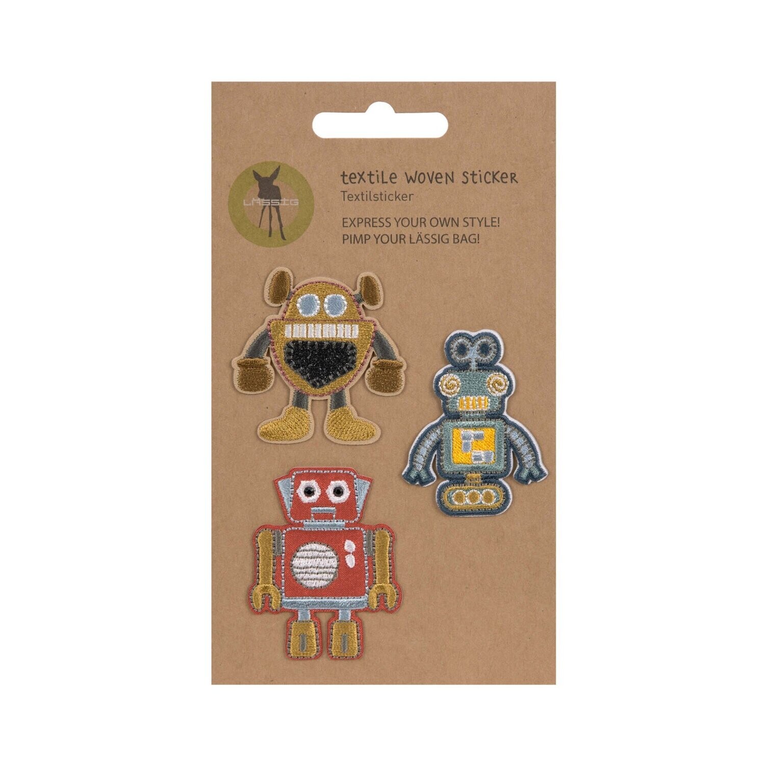 Lässig, Textil-Sticker (3 Stk) - Schul Set Unique, Roboter