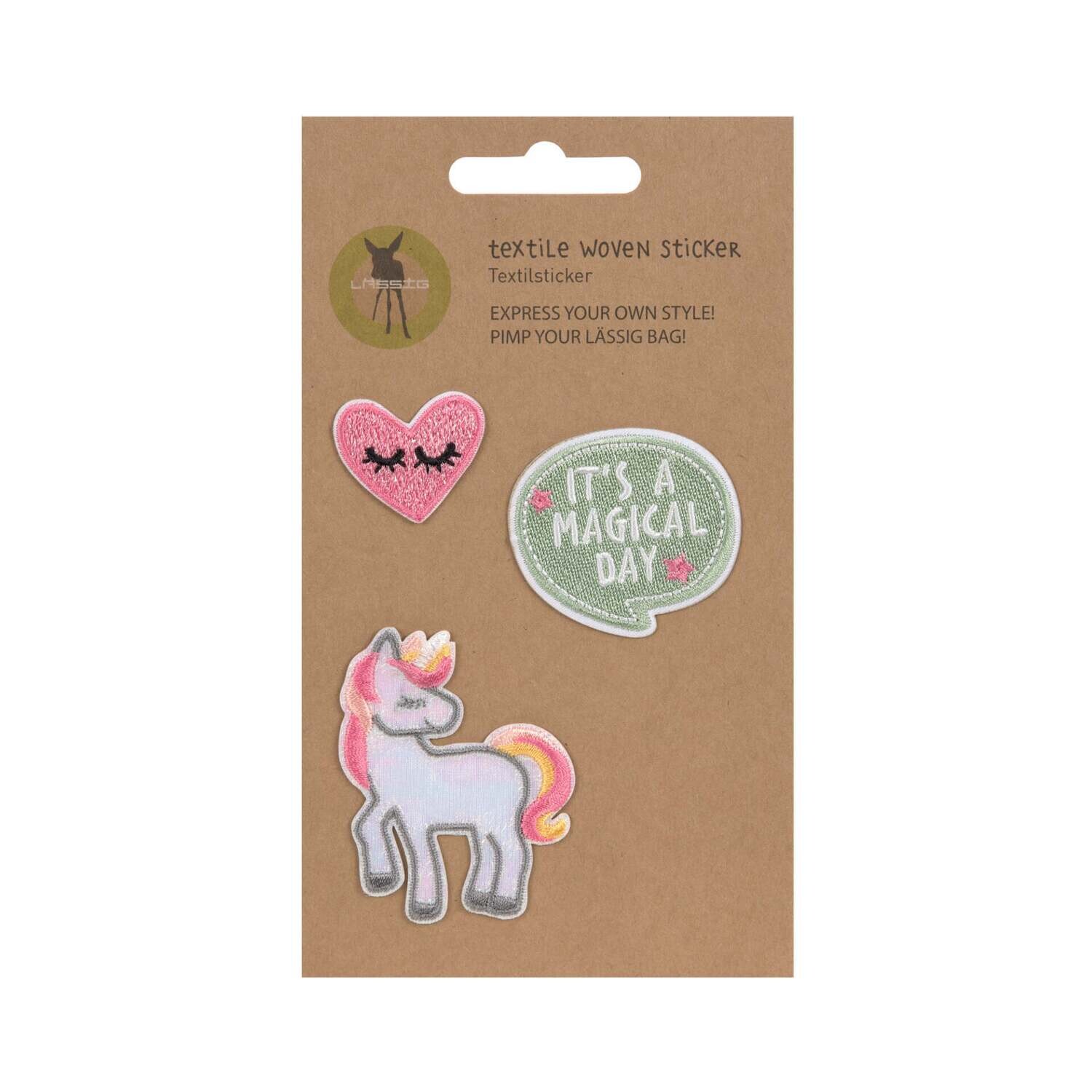 Lässig, Textil-Sticker (3 Stk) - Schul Set Unique, Einhorn